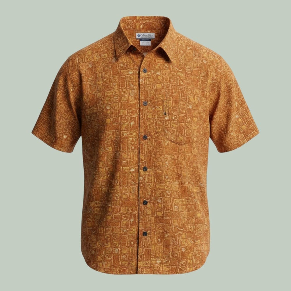 Vintage Columbia Shirt Mens Large Orange 100% Cotton Tropical Gorpcore AM7958